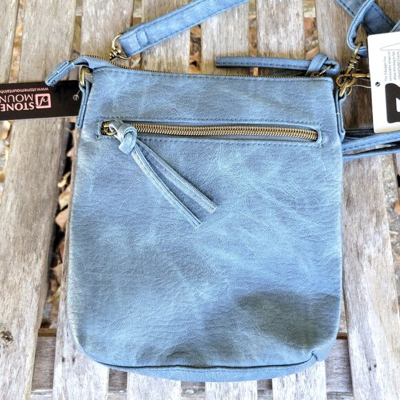 NWT STONE MOUNTAIN Blue 3 Bagger Sydney Bag Vinyl Wristlet Crossbody Shoulder - Picture 5 of 8